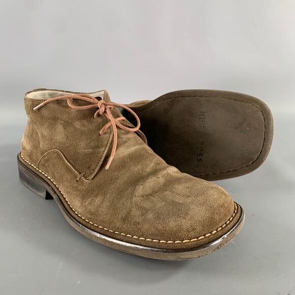 HUGO BOSS Size 8.5 Tan Khaki Leather Square Toe Lace Up Shoes main image 8